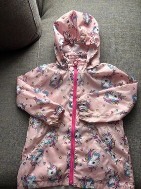 H&M Kids' Pink Unicorn Hooded Windbreaker Jacket